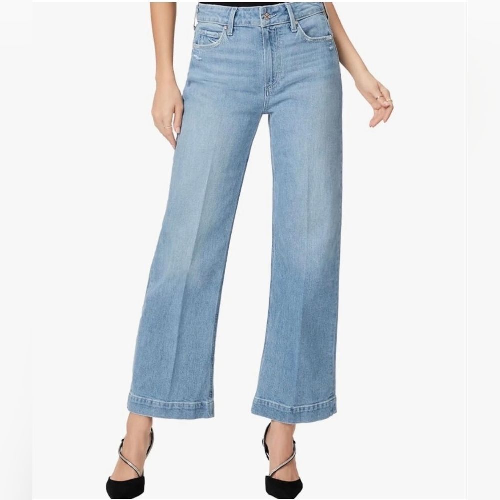 EUC Paige Leenah High Rise Wide Leg Cotton Stretch Ankle Jean Size 29 Retail $22